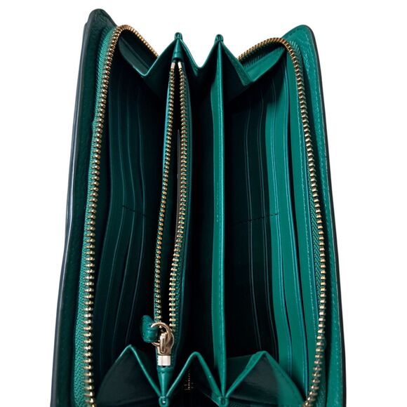 NWT Coach Mercer Wallet Green Leather Accordion Turn Lock Zip Around Classic - Picture 11 of 16